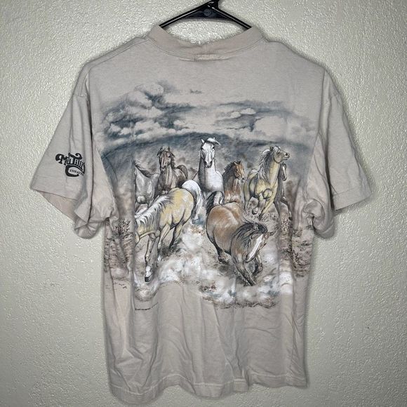 Vintage 90s Wild Horses AOP T Shirt Medium - Picture 3 of 6